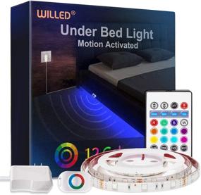 img 4 attached to 🌈 LED-подсветка WILLED для кровати - срабатывающая по движению, меняющая цвет полоска, управляемая с помощью пульта - идеально подходит для кровати, лестницы, шкафа и ванной комнаты.