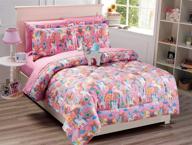 🦄 fancy linen girls comforter set unicorn pink purple blue orange white new - queen size logo