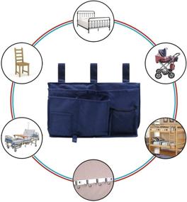 img 1 attached to 🛏️ Bedside Caddy Upgraded with 3 POM Buckles - Hanging Organizer for Phone, Magazine, Accessory & Remote - Ideal for Dorm Room, Bunk Bed, Hospital, Rail, Headboard, Apartment, Bathroom & Travel