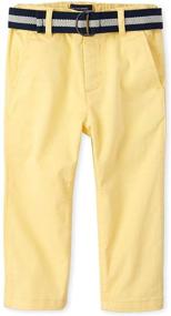 img 1 attached to Stylish and Durable: The Children's Place Boys' Solid Belted Chino Pants