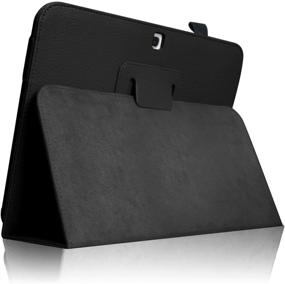 img 1 attached to 📚 Fintie Folio Case for Samsung Galaxy Tab 3 10.1 - Slim Leather Tablet Cover with Stylus-Loop, Book Style Stand and Stylus Holder - Black