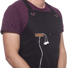 img 1 attached to 👨 ARAWAK BRAVE Professional Cooking Apron Chef Designed for Kitchen & BBQ Grill / 10 Ounce - Men and Women's Adjustable Bib with Towel Loop