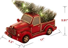 img 1 attached to 🚗 Vintage Red Truck Rustic Christmas Table Decoration - 11 Inch Pickup Truck Car with Lighted Mini Christmas Tree - Country Christmas Tabletop Decor by Glitzhome