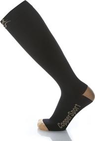 img 2 attached to 🧦 CopperSport Copper Compression Socks - Ideal for Athletics, Tennis, Golf, Basketball, Sports, Weightlifting, Joint Pain Relief, Injury Recovery (One Pair), Black, Small/Medium