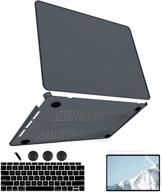 📦 b belk macbook air 13 inch case 2020 2019 2018 a2337 m1 a2179 a1932, black smooth hard shell laptop case for macbook air with touch id + screen protector + 2 keyboard covers logo