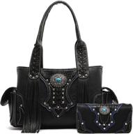 🤠 western cowgirl fringe handbag set with concealed purse, conchos, and wallet - country style shoulder bags for women logo