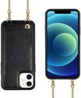 💼 wallet case for iphone 12 pro (2020), 6.1 inch - black | jlfch crossbody case with credit card holder lanyard purse for women/girly | iphone 12 wallet case logo
