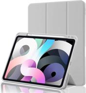 📱 ipad air 4 case 2020: full body protection, pencil holder | gray, apple pencil 2nd gen charging, auto wake/sleep | smart stand cover for ipad air 4th gen 10.9 logo