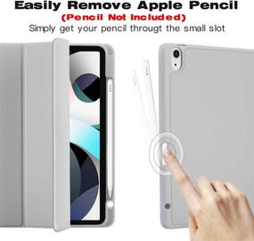 img 3 attached to 📱 iPad Air 4 Case 2020: Full Body Protection, Pencil Holder | Gray, Apple Pencil 2nd Gen Charging, Auto Wake/Sleep | Smart Stand Cover for iPad Air 4th Gen 10.9