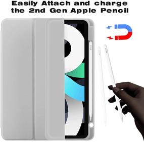 img 2 attached to 📱 iPad Air 4 Case 2020: Full Body Protection, Pencil Holder | Gray, Apple Pencil 2nd Gen Charging, Auto Wake/Sleep | Smart Stand Cover for iPad Air 4th Gen 10.9