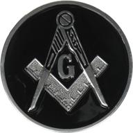 🔼 bold black & silver round masonic auto emblem - square & compass design [3'' diameter] logo