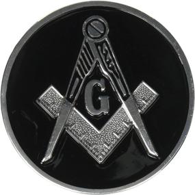 img 1 attached to 🔼 Bold Black & Silver Round Masonic Auto Emblem - Square & Compass Design [3'' Diameter]