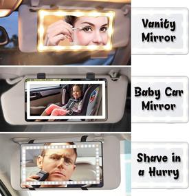 img 2 attached to 💡 LED Car Visor Vanity Makeup Mirror - USB Rechargeable Travel Mirror with 3 Light Modes, Built-in Lithium Battery