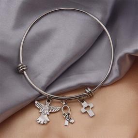 img 2 attached to ⌛ QIIER Cancer Awareness Bracelet - Angel Cross Charm Bangle Bracelet with Cancer Awareness Ribbon Of Hope (silver)