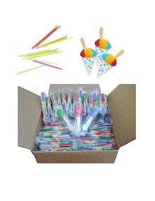 img 4 attached to 🍧 Convenient and Fun Perfect Stix Snow Cone Cup Kit with Candy Spoonz – 50 Cups, 50 Straws, and 100 Candy Spoons