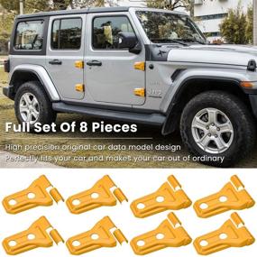 img 3 attached to 🚪 Крышки на петли наружной двери, аксессуары для Jeep Wrangler JL JLU Sports Sahara Freedom Rubicon Unlimited Gladiator JT 2-дверная и 4-дверная модель (желтые, комплект из 8 штук)