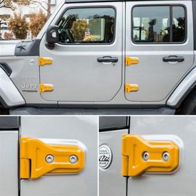 img 2 attached to 🚪 Крышки на петли наружной двери, аксессуары для Jeep Wrangler JL JLU Sports Sahara Freedom Rubicon Unlimited Gladiator JT 2-дверная и 4-дверная модель (желтые, комплект из 8 штук)