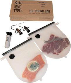 img 2 attached to 🥘 Sili Sous Vide Silicone Bags - Large Round Reusable Food Safe BPA Free Vacuum Sealer Cooking Bags with Pump, Sous Vide Accessories - 2 Bags with Valves, 2 Clips, 1 Pump