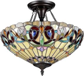 img 2 attached to 💡 Chloe CH33353VR16-UF2 Multi-Colored Tiffany Semi-Flush Light Fixture, 13.4 x 15.9 x 15.9 Inches