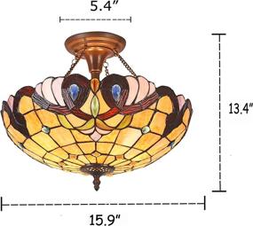 img 1 attached to 💡 Chloe CH33353VR16-UF2 Multi-Colored Tiffany Semi-Flush Light Fixture, 13.4 x 15.9 x 15.9 Inches