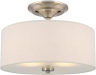 💡 kira home addison 13-inch 2-light semi-flush mount ceiling light fixture - off-white fabric drum shade, brushed nickel finish logo