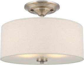 img 4 attached to 💡 Kira Home Addison 13-inch 2-Light Semi-Flush Mount Ceiling Light Fixture - Off-White Fabric Drum Shade, Brushed Nickel Finish