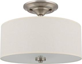 img 3 attached to 💡 Kira Home Addison 13-inch 2-Light Semi-Flush Mount Ceiling Light Fixture - Off-White Fabric Drum Shade, Brushed Nickel Finish