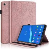 📱 lenovo tab m10 fhd plus 10.3 inch 2020 model pu leather folio stand cover shell, rose gold - with pencil holder, card slot - compatible with lenovo tab m10 plus (2nd gen) tb-x606f / tb-x606x tablet logo