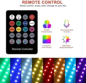 img 2 attached to 🚗 OONOL Car LED Strip Light: 4pcs 48LED 8 Colors Music Kit, Remote Control, Sound Sensor - DC 12V, Car Charger