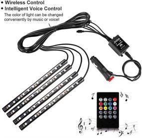 img 3 attached to 🚗 OONOL Car LED Strip Light: 4pcs 48LED 8 Colors Music Kit, Remote Control, Sound Sensor - DC 12V, Car Charger