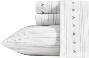 img 4 attached to 🛏️ ED Ellen Degeneres Flannel Collection: Cozy & Comfortable Queen Bed Sheet Set - 100% Cotton, Oeko-Tex Certified, Pre-Shrunk & Brushed for Extra Softness, Heart Stitch