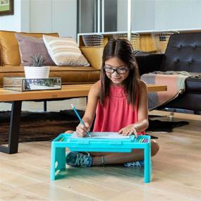 img 2 attached to 🍏 Lime Green Foldable Lap Desk with Storage Pocket: Ideal for Children's Activities, Travel, Breakfast in Bed, Gaming, and More! Perfect for Kids & Teens.