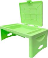 🍏 lime green foldable lap desk with storage pocket: ideal for children's activities, travel, breakfast in bed, gaming, and more! perfect for kids & teens. logo