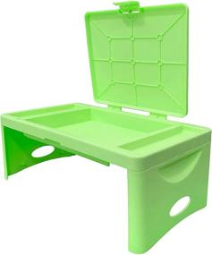 img 4 attached to 🍏 Ярко-зеленый складной столик с карманом для хранения: идеально подходит для детских занятий, путешествий, завтраков в постели, игр и многого другого! Идеальный для детей и подростков.