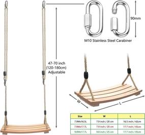 img 2 attached to 🌳 Adjustable Hemp Rope Wood Swing Seat for Indoor Outdoor Backyard Play - Adults, Children, Kids Tree Swing Chair Playground Rope Swing Set with 220lbs Load Capacity - 7.9Wx16.5L