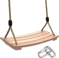 🌳 adjustable hemp rope wood swing seat for indoor outdoor backyard play - adults, children, kids tree swing chair playground rope swing set with 220lbs load capacity - 7.9wx16.5l логотип