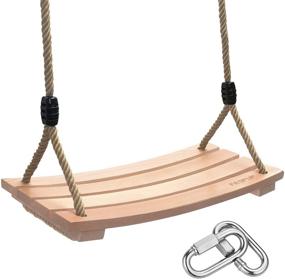 img 4 attached to 🌳 Adjustable Hemp Rope Wood Swing Seat for Indoor Outdoor Backyard Play - Adults, Children, Kids Tree Swing Chair Playground Rope Swing Set with 220lbs Load Capacity - 7.9Wx16.5L