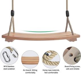 img 3 attached to 🌳 Adjustable Hemp Rope Wood Swing Seat for Indoor Outdoor Backyard Play - Adults, Children, Kids Tree Swing Chair Playground Rope Swing Set with 220lbs Load Capacity - 7.9Wx16.5L