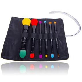 img 2 attached to 🧳 SHANY LUNA 6 Piece Synthetic Double Sided Travel Brush Set with Pouch