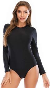 img 2 attached to 👙 Stylish & Functional: Women's One Piece Swimsuit with Long Sleeves and Back Zipper for Surfing & Swimming by HUGE SPORTS