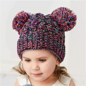 img 1 attached to 👶 Urban Virgin Baby Girl Kids Hats - Cable Knit Pom Pom Ears Winter Cap Hats for Girls 1-5 Years - Infant Toddler Beanies