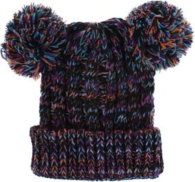 img 2 attached to 👶 Urban Virgin Baby Girl Kids Hats - Cable Knit Pom Pom Ears Winter Cap Hats for Girls 1-5 Years - Infant Toddler Beanies