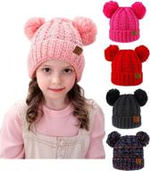 👶 urban virgin baby girl kids hats - cable knit pom pom ears winter cap hats for girls 1-5 years - infant toddler beanies logo