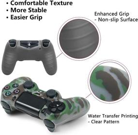 img 3 attached to 🎮 PS4 Controller Covers - Water Printed Silicone Skin for DualShock 4 - Protective Case Set for PS4, PS4 Slim, and PS4 Pro - 2 Pack Camo Design - Includes 4 Pairs of Gray & Green Controller Grips - PS4 Accessories