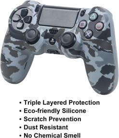 img 1 attached to 🎮 PS4 Controller Covers - Water Printed Silicone Skin for DualShock 4 - Protective Case Set for PS4, PS4 Slim, and PS4 Pro - 2 Pack Camo Design - Includes 4 Pairs of Gray & Green Controller Grips - PS4 Accessories