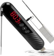 enhanced digital meat thermometer: ecqizer food thermometer lcd touchscreen with dual probe for instant read, waterproof cooking thermometer with calibration alarm & magnet logo