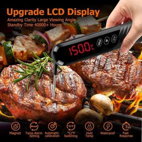 img 3 attached to Enhanced Digital Meat Thermometer: Ecqizer Food Thermometer LCD Touchscreen with Dual Probe for Instant Read, Waterproof Cooking Thermometer with Calibration Alarm & Magnet