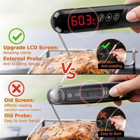 img 2 attached to Enhanced Digital Meat Thermometer: Ecqizer Food Thermometer LCD Touchscreen with Dual Probe for Instant Read, Waterproof Cooking Thermometer with Calibration Alarm & Magnet