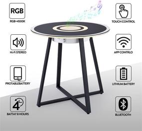 img 1 attached to 💡 Modern Round Side Table: Bluetooth Speakers, RGB Lighting, USB Port, Touch Dimming - Perfect for Living Room, Bedroom and Balcony Décor!