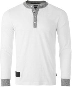 img 4 attached to 👕 Stylish ZIMEGO Sleeve Contrast Button Henley for Men - Trendy and Comfortable Clothing Option